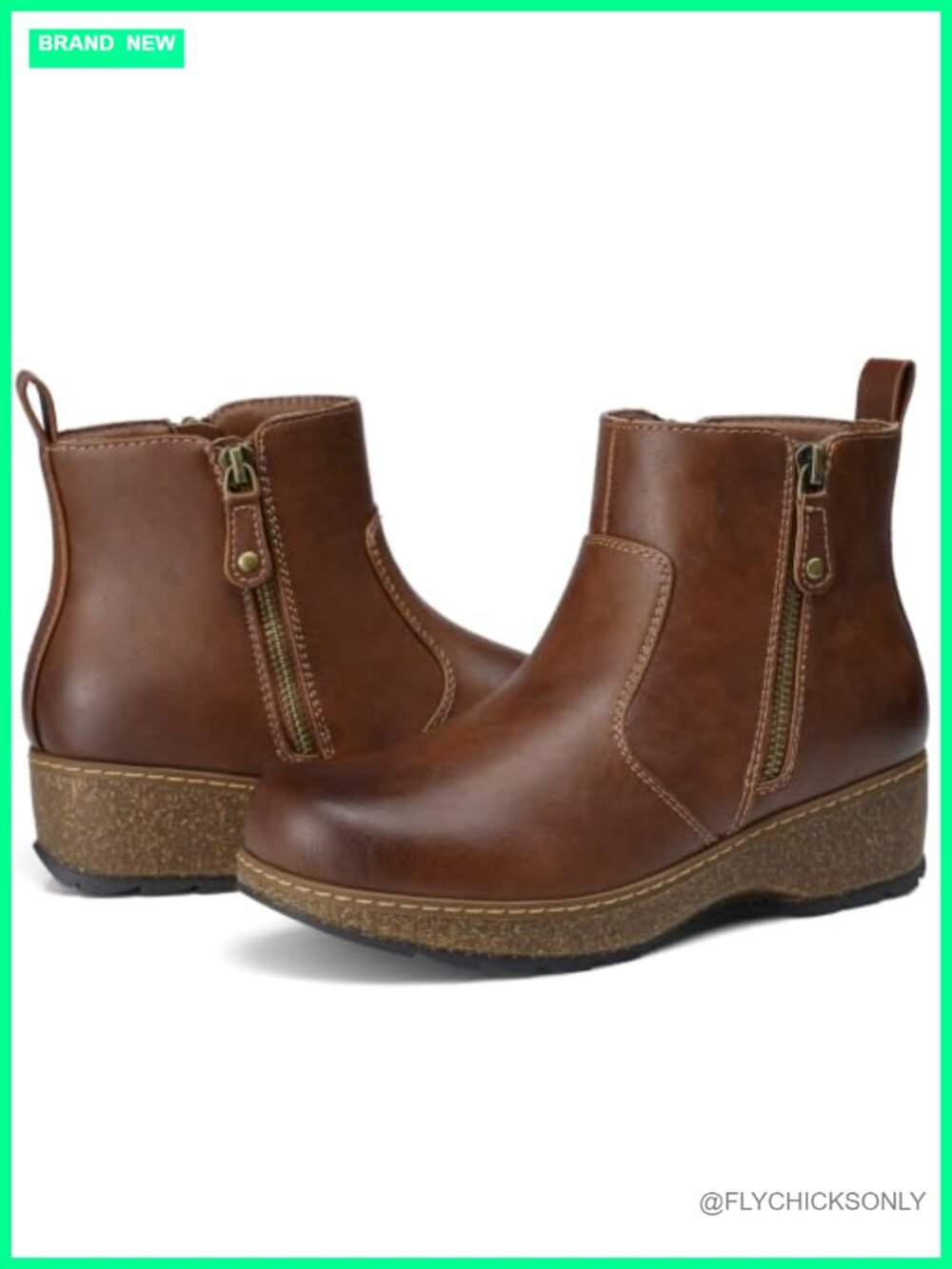 Women's Ankle Boots Faux Leather Low Wedge Heel Comfortable Booties